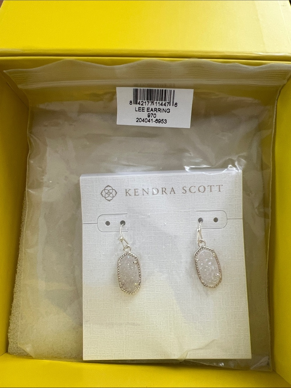 Kendra Scott Lee Gold tone Drop Earrings in iridescent Drusy